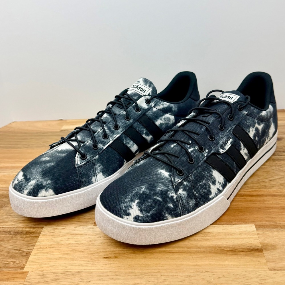 Adidas Men's Daily 3.0 Tie Dye Casual Sneakers Black White Lace Up Shoes Size 14